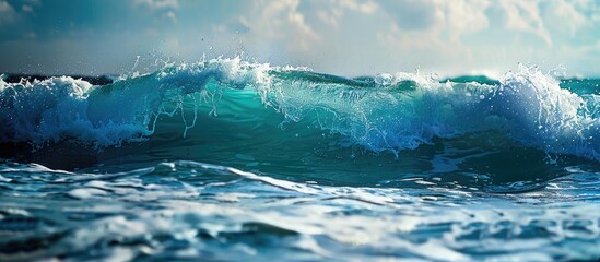 Poster - Tranquil ocean waves with copy space image.