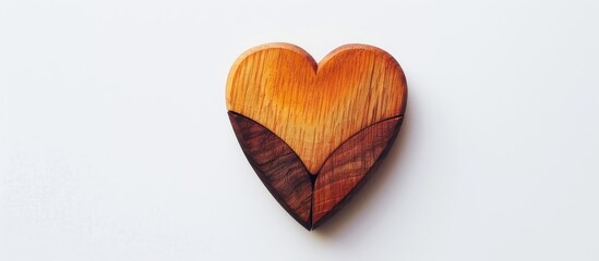 Poster - Wooden heart on white background with copy space image for Happy Valentine's Day.