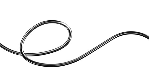 Poster - Metallic squiggle line 3D shape isolated. Futuristic chrome wriggling line banner, abstract tangled curve