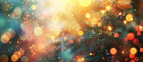 Canvas Print - Background with vintage lights blurred out, creating an abstract festive ambience for Christmas and New Year celebrations, perfect for a copy space image.