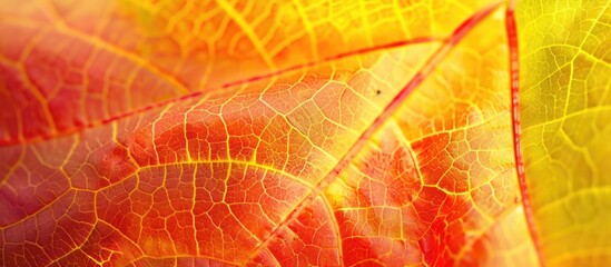 Leinwandbilder - Close-up of a vibrant maple leaf with copy space image for designers.