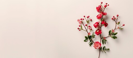 Poster - A close-up image of a Women's Day decoration arrangement on a white surface with copy space image.
