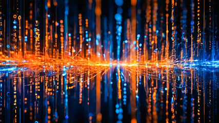 Poster - Futuristic Abstract Geometric Pattern with Glowing Lines. It represents innovation, technology, and creativity in a digital world