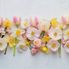 Spring flowers on the white background