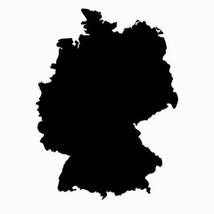 Wall Mural - Hand drawn black map of Germany. Silhouette, Europe geography.  Vector isolated on white background