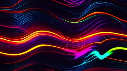 Wall Mural - Smooth gradient waves in blue and purple with particles gliding along, giving a sense of depth and motion, 4k Animation Video