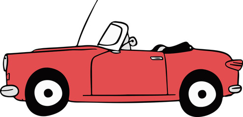 Wall Mural - Simple Red Convertible Drawing