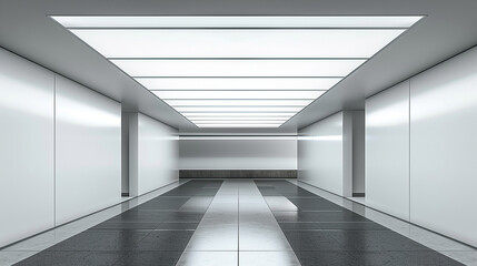  Minimalist hallway with white walls and floor