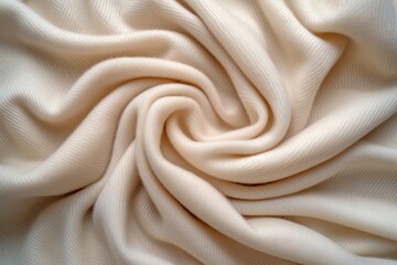 Aufkleber - Soft beige fabric texture close-up. Wrinkled natural Cashmere cloth with smooth surface. Focus on intricate details. Ideal for fashion design, textile industry, and eco-friendly products.