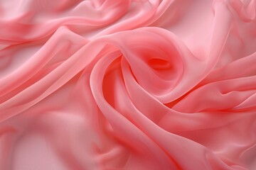 Aufkleber - Pink fabric texture close-up. Folded chiffon cloth, subtle sheen. Blurred background highlights vibrant pink color. Soft focus on fabric. Perfect for fashion, textile, design.