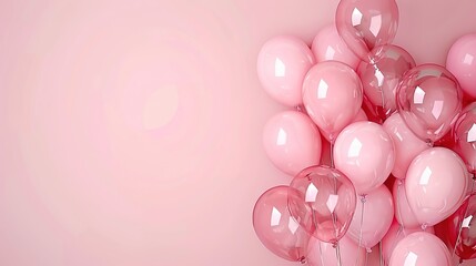 Wall Mural -   Pink balloons on pink background with text space