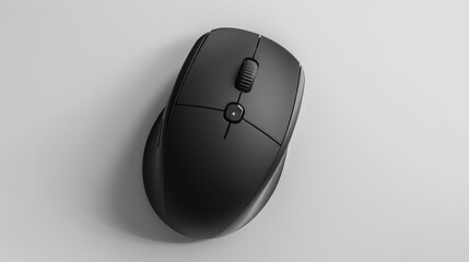 Poster - Contemporary black wireless mouse on white backdrop