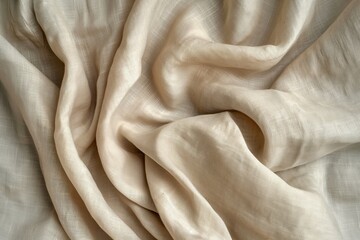 Aufkleber - Natural linen fabric texture close-up view. Smooth surface with slight wrinkles adds texture. Fabric appears to be made from natural fibers like cotton or linen. Blurred background focuses on fabric.