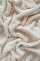Aufkleber - Close-up of white fabric texture with textured surface. Soft focus on woven material. Natural fibers like cotton or wool possible. Perfect for home decor, textile design, and product photography.