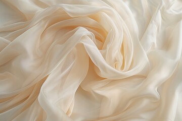 Aufkleber - Fabric texture close-up view shows crumpled beige material with rough surface. Focus on fabric as main subject with blurred background. Ideal for interior design, textile, and fashion projects.