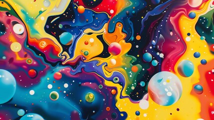 Sticker - colorful liquid paint background