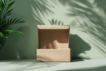 Poster - A box sitting next to a plant on a table