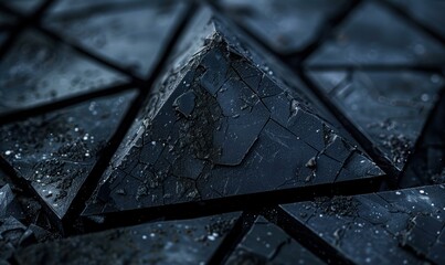 Canvas Print - 3D rendering of a dark pyramid. AI.