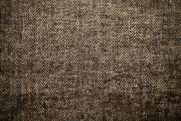 Aufkleber - Close-up of woven fabric shows dark brown tweed texture with intricate patterns. Visible warp and weft craftsmanship. Fabric covers frame smoothly. Natural material, earthy tone, textured design.