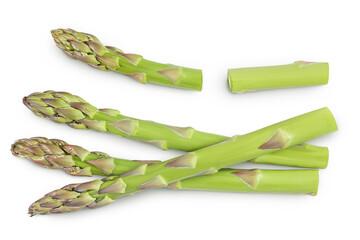 Wall Mural - fresh asparagus isolated on white background. Top view. Flat lay.