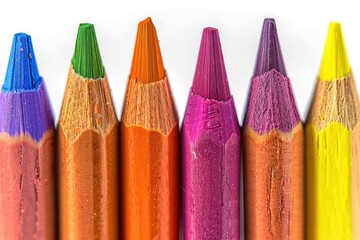 Poster - A set of colorful pencils arranged neatly in a row, perfect for art supplies or promotional materials
