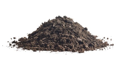 Poster - A photo of a pile of dirt on a white surface, perfect for use in illustrations or designs where a natural element is needed