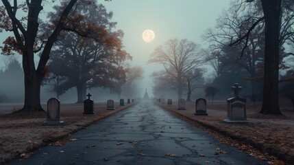 Poster - A cemetery with a cemetery path and a cemetery with a cemetery path