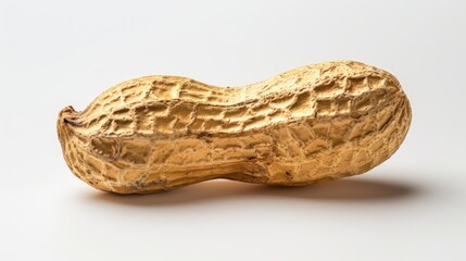 Poster - A close-up image of a single peanut sitting on a white surface