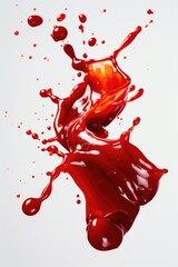 Poster - A close-up shot of red liquid splashing on a white surface