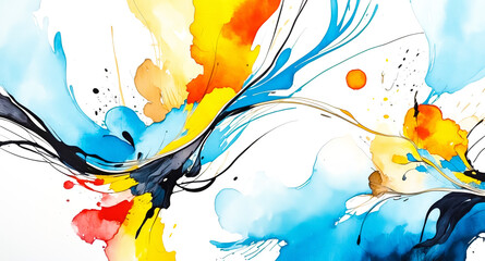 Poster - Abstract Watercolor Painting with Vibrant Colors