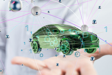 Poster - Energy car concept. Vehicle EV charge battery electric