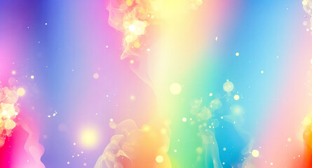 Sticker - Abstract Pastel Rainbow Background with Bokeh Lights