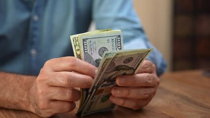 Poster - Marketing director counts dollar banknotes planning to use funds for high-impact advertising campaign aimed at boosting brand visibility and customer engagement