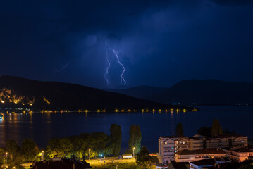 Wall Mural - lightning in the city of kastoria