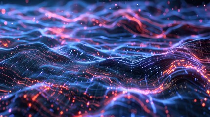 Poster - The Backbone of the Digital Age: Glowing Data Flows Through the Vital 3D Cloud Network, Generative AI