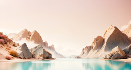 Poster - Majestic Mountain Range Reflecting in Calm Lake Water