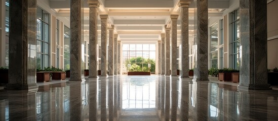 Poster - Grand Hallway with Marble Columns and Sunlight