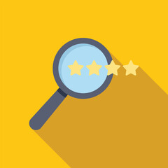 Poster - magnifying glass showing four stars rating for customer satisfaction surveys