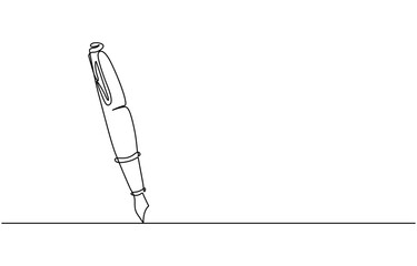 Poster - Continuous one line art simple pencil sketch outline vector illustration, Continuous line drawing of pen. One line of ballpoint. Education concept continuous line art. Editable outline, Pen line icon.