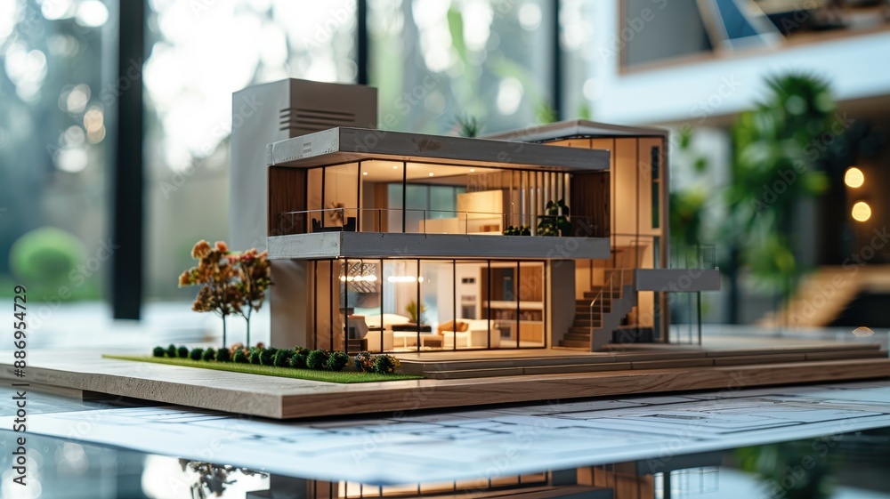 Good House Model Stunning modern architectural model of a luxurious two-story house with ...