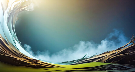 Wall Mural - Abstract Landscape with Wavy Textures and Fog