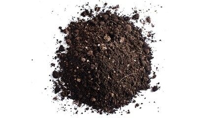 Poster - A small mound of dirty soil or earth on a clean, white background