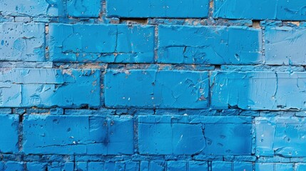 Wall Mural - gray concrete bricks painted in blue - generative ai