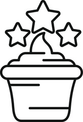 Wall Mural - Outline icon of a delicious ice cream receiving a five stars rating