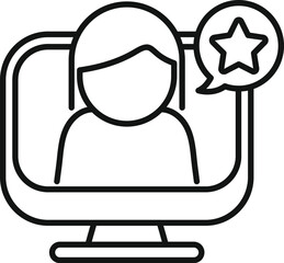 Poster - online customer giving positive feedback rating with star symbol inside speech bubble on computer sc