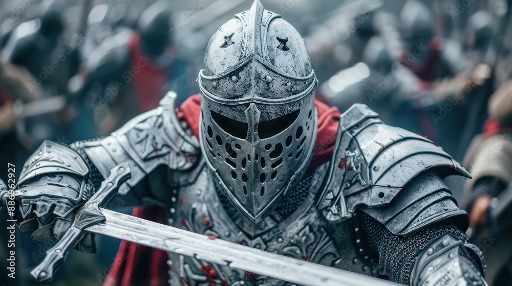 Knight Images Medieval knight in full armor with sword in battle. Historic ...