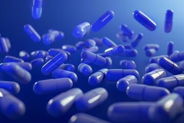 scattered white pills and orange-colored capsules. beautiful simple ai generated image in 4k, unique