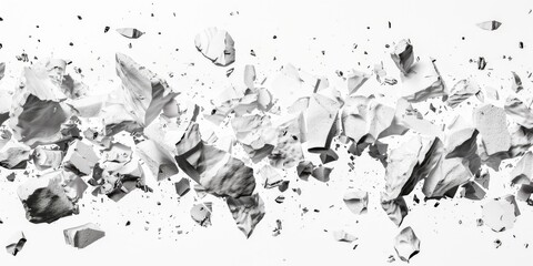 Aufkleber - A black and white photo of shattered glass fragments on the floor