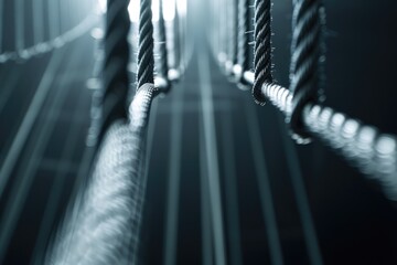 Aufkleber - A close-up shot of a rope in black and white