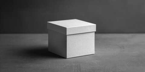 Poster - A simple white box sitting on top of a table with a neutral background